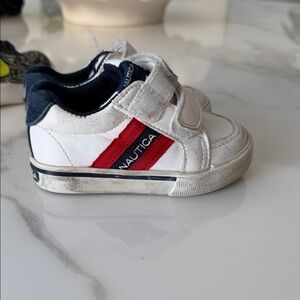 Nautica Kids White Sneakers with Red Stripes